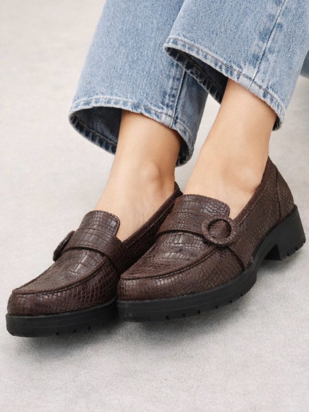 LifeStride Lolly Loafers Brown Crinkle Lug Sole Comfort 6.5 Preppy Classic‎ - Picture 5 of 5